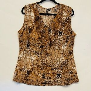 Milano Sleeveless Ruffled Animal Print Top